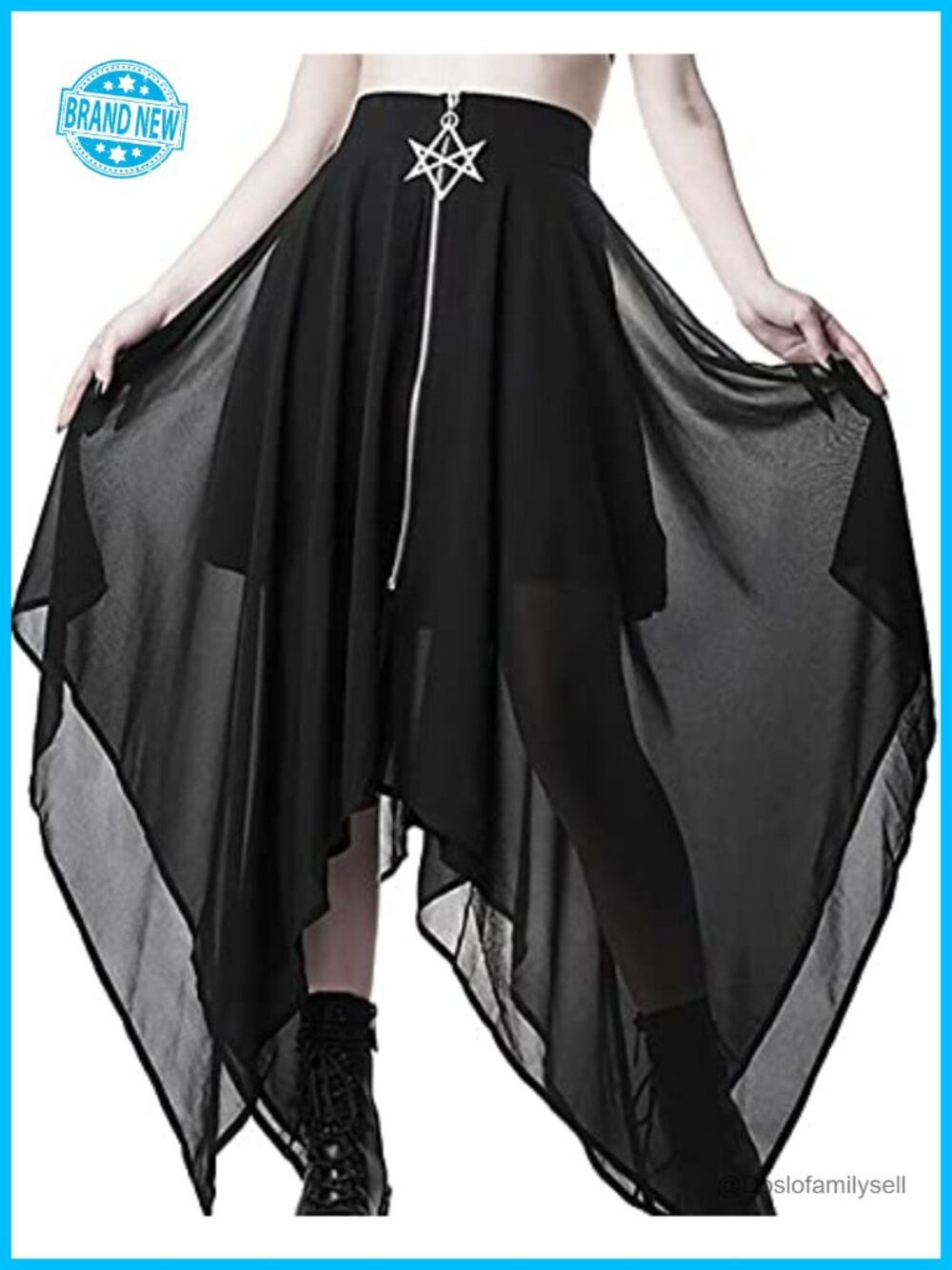Women's Asymmetrical Lace Midi Skirt High Low Handkerchief Hem Mesh